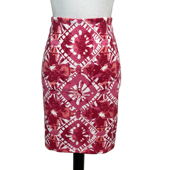 INC International Concepts Skirt size Large Hot Pink Coral Straight Pencil Knee - Picture 1 of 7